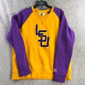 Vintage Starter LSU Tigers Sweatshirt Men's X-large Purple‎ Gold Raglan Crewneck